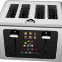 Touch screen Toasters 4 slice, Stainless Steel Digital Timer Toaster with Sound Function, 6 Bread Types & 6 Shade Settings, Smart Extra Wide Slots Toaster with Bagel, Defrost Functions, Gray