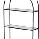 Crofy Black Arched Frame Wall Shelf, Decorative 3 Tier Bathroom Wall Shelf with Transparent Tempered Glass Shelves and Robust Storage Capacity, 5.1" D x 18.1" W x 28.9" H