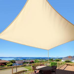 Waterproof Sun Shade Sail 10' x 12' Rectangle UV Block Sunshade,Heavy Duty Permeable 185GSM Backyard Shade for Backyard Yard Deck Patio Garden Outdoor Activities and Facility-Beige(Beige, 10 X 12 FT)