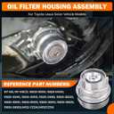15620-31060 Oil Filter Housing Cap Assembly Kit for Toyota Rav4 Tundra 4Runner Camry Highlander Tacoma Lexus RX350 Aluminum Oil Filter with Wrench Drain Plug Replace 1562031060 15643-31050 04152-YZZA1