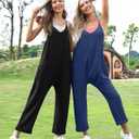 TARSE Women's Sleeveless Jumpsuits V Neck Harem Overalls Causal Adjustable Straps Stretchy Comfy Romper with Pockets 2025 (Blue, M)