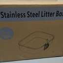 Extra Large Stainless Steel Cat Litter Box (23") – Hand-Painted Metal Litter Pan with Scoop, Odor Resistant, Non-Stick, Easy Clean (Happy Hearts)