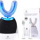 Magentak Ultrasonic UShaped Toothbrush for Teeth Whitening, Electric Toothbrush for Adults 360degree Cleaning,3 Brush Heads, Wireless Charging and IPX7 Waterproof Kit for Travel or Home(Black)