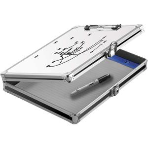 Vaultz Whiteboard Locking Storage Clipboard, Holds 8.5 x 11 Sheets, White/Silver/Black