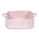Woven Cotton Rope Storage Basket with Handles for Organizing Shelves Closet Small Cat Dog Pet Toy Baskets Box Bin Decorative Rectangle Baby Nursery basket Gift Basket Empty Light pink