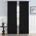 DUALIFE Black Curtains for Sliding Glass Door, Pinch Pleated for Track System Blackout Temporary Curtain for Windows Room Divider Patio Door Back Tab Loop Pocket, 2 Panels, W70 x L84