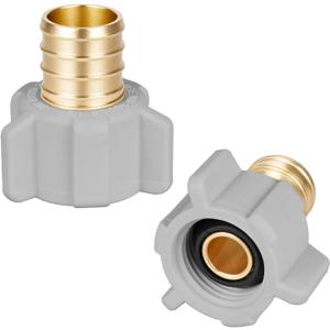 (Znkiok 2 Pack)3/4" Pex x 1/2" Female NPT Swivel Adapter, Brass Crimp Pex Fittings,Rv Plumbing Water Line Faucet Connector For TubesASTM F1807,No Lead Brass,NSF,UPC.
