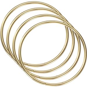 uxcell 4Pcs Metal Purse Handle, Round Handbag Ring Buckle Bag Handle Replacement for DIY Handmade Woven Bag Luggage Hardware Accessories, Gold