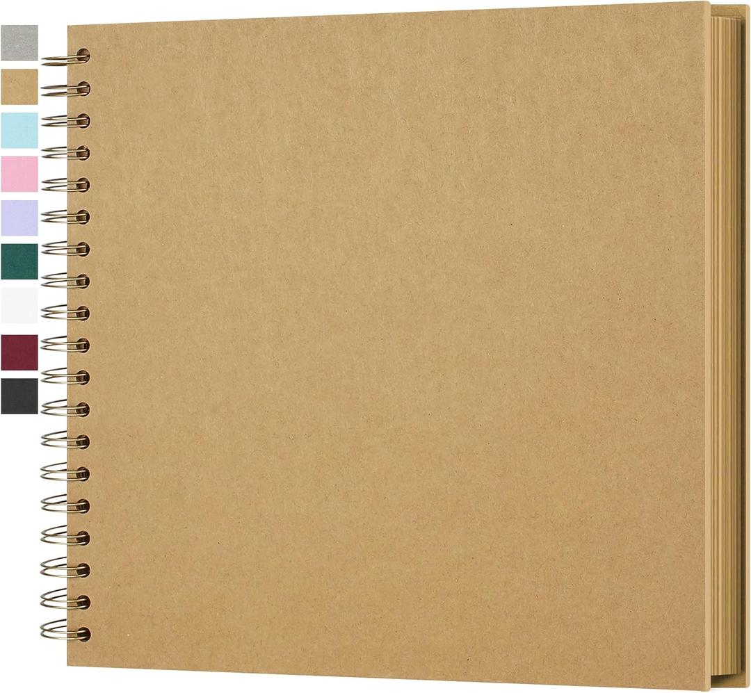10 x 10 Inch Hardcover Kraft Blank Page DIY Scrapbook Photo Album, 40 Pages (20 Sheets) - for Wedding Anniversaries, Family Memories, and Small Scrapbooking Projects (Yellow)