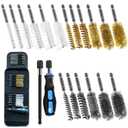 18Pcs Wire Brush Drill Attachments, Nylon, Brass, Stainless Steel Wire Brush Bore Cleaning Brush Set for Power Drill Impact Driver,Abrasive Drill Wire Brush with 1/4" Hex Shank and Tool Bag