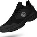 Giniros Mens Slip On Walking Shoes Non Slip Running Shoes Breathable Workout Shoes Lightweight Gym Sneakers All Black Size 12