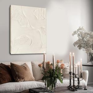 CHUDANHAO Abstract Hand Painted Wall Art Beige Wall Decor Line Hanging Art 32"x40" Large Artwork for Living Room Office Decorations