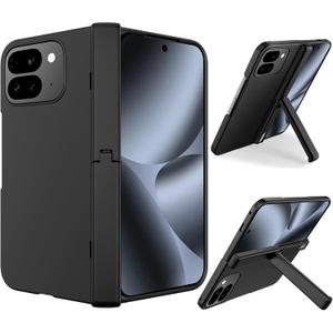 Military-Grade Shockproof Case with Stand for Google Pixel 10 Pro Fold, Slim Fit, Hidden Kickstand, Hinge Protection - Black