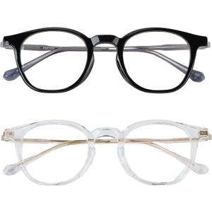 2 PCS Fake Clear Glasses Non Prescription Glasses Trendy Vintage Eyeglasses Glasses for Women Men