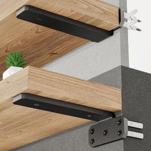 SKYSEN 4 Pack 8" Floating Shelf Bracket, Shelves Brackets, Wood Shelving Brackets Hardware - Heavy Duty - 4/6/8/10/12 inch - Real Hidden Bracket Designtzj8-4