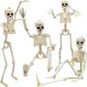 CAMIRUS 8PCS Halloween Skeleton Decorations, 16" Full Body Plastic Mini Little Skeleton Posable Joints Poseable Skeleton for Skeleton Halloween Party Hanging Decoration Yard Lawn Garden Patio Decor