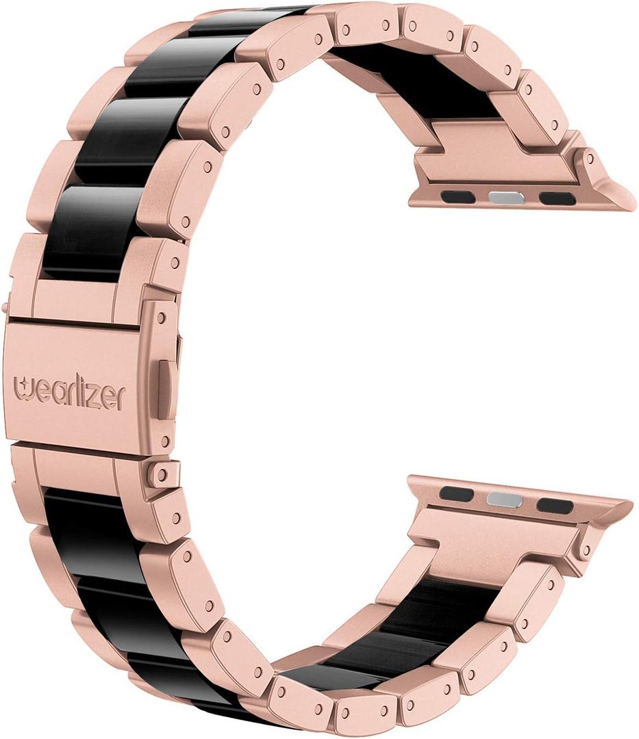 Wearlizer Compatible with Apple Watch Bands 38/40/41/42mm Womens Wristband for iWatch SE Stainless Steel Black Resin Stylish Metal Replacement for iWatch Series 11 10 9 8 7 6 5 4 3 SE/Ultra 3 2 1