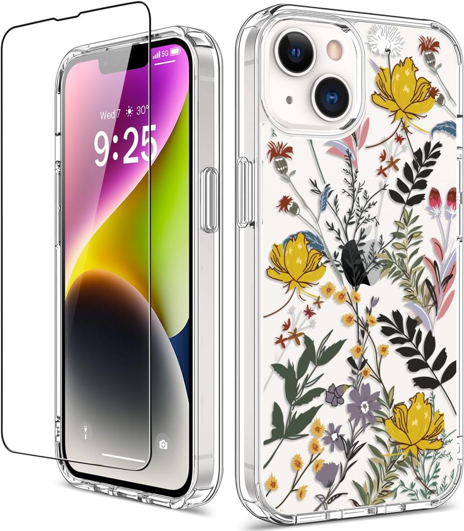 GiiKa for iPhone 14 Case with Screen Protector, 6.1" Clear Full Body Shockproof Protective Floral Girls Women Hard Case with TPU Bumper Cover Phone Case for iPhone 14, Wildflower GiiKa for iPhone 14 Case with Screen Protector, 6.1" Clear Full Body Shockproof Protective Floral Girls Women Hard Case with TPU Bumper Cover Phone Case for iPhone 14, Wildflower
