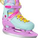 Nattork Ice Skates 4 Sizes Adjustable for Kids Boys Girls, Fun Beginner Ice Skating for Outdoor, Soft and Comfortable Hard Protection for Children Youths Teen (Medium - Kid (13C-2 US), Teal Pink)