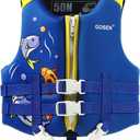 Kids Swim Vest Toddler Floaties for 40-66 lbs Boys Girls, Toddler Swim Vest with Adjustable Safety Strap, Easy On and Off Swimming Aid for Age 4-6 Years Learn to Swim (Blue)
