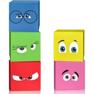 Gaiaring 5 Pcs Inside Party Decorations Cute Cartoon Birthday Party Decoration Background Gift Boxes Joy Fear Character Box Photography Backdrop for Colorful Cute Theme Party Supplies (5 Pcs)