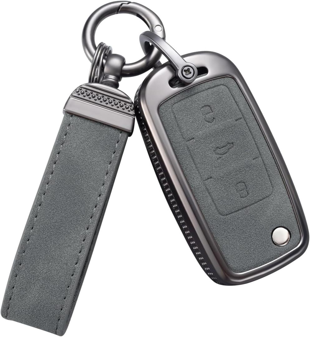 YO&YOYE Compatible withVW Volkswagen Key Fob Cover with Keychain Leather Key Protector