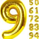 Gold 9 Balloon, Number Balloon 40 Inch, Gold Party Decorations, Giant Birthday Decorations for 9th 19th 29th 90th, Number 9 Balloon
