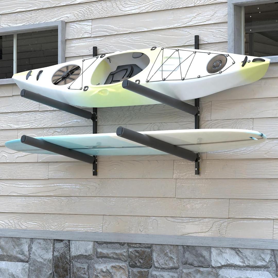 Heavy-Duty Kayak Wall Rack, 200 lb Per Level, 2-4 Tier, 2 Tire