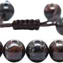 Amazing Gemstone Garnet in Arfvedsonite Bracelet, Gifts for Men & Women - Protection Healing Crystal Bracelet - 8mm Gemstone Beaded Adjustable Bracelet, Pulseras para Hombres Mujer Stocking Stuffers, Color: Garnet in Arfvedsonite