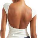 SUUKSESS Women Backless Sexy Going Out Tops Double Lined Open Back Y2k Basic Tee Shirts Small