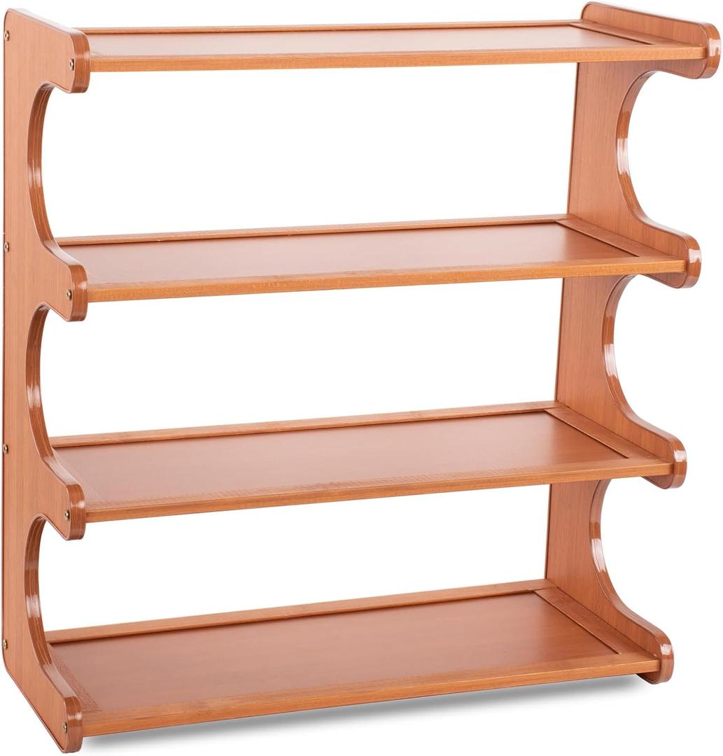 Shoe Rack,Small 4 Tier Shoe Organizer Storage Shelf,Bamboo Narrow Shoe Closet,Small Space Shoe Rack,for Entryway Closet 18.897.4819.3inch, 4 Tier-18.89" Wide