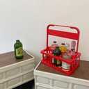 Bottle Caddy for 6 Pack Bottle Can, Portable Beer Bottle Rack Pure Color Foldable Beverage Storage Rack Picnic Beer Handle Basket Plastic Beer Carrier 6 Beer Holder Basket (Red)