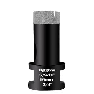 2 x Mgtgbao 3/4 Inch (19mm) Dry Diamond Core Drill Bits, Vacuum Brazed Diamond Hole Saw Kit for Porcelain Ceramic Tile Granite Marble Stone Brick Glass with 5/8-11 Thread