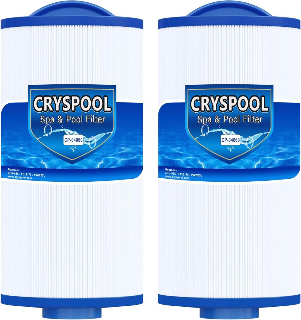 Cryspool 04060 Spa Filter Compatible with PMA-R3/268548 with Closed Handle, 4CH-935, PWW35L, FC-0170, X268554, X268535, 817-4035, 35 Sq. Ft Hot Tub Filter Cartridge, 2 Pack