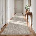 4x12 Washable Hallway Runner Rug - Wide Kitchen Runners Vintage Low Pile Carpet Soft Thin Floor Runner with Rubber Backing for Entryway Bedroom Living Room Home Decor (Beige)