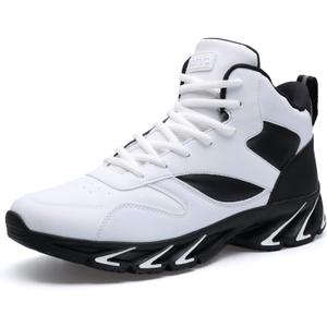 Joomra Men's Stylish Sneakers High Top Athletic-Inspired Shoes (11, 2_white)