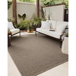 Loloi Chris Loves Julia Providence Natural/Graphite 7'-6" x 10' Area Rug | PRC-05 Indoor/Outdoor Approx. 8x10 Beige Living room Dining room Bedroom, Organic, Versatile, Area Rug