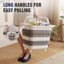 Collapsible Plastic Laundry Basket Hamper with Wheels, 45L Portable Rubber Clothes Basket, Pop Up Storage Container/Organizer with Hanging basket for Washing & Storage, Grey