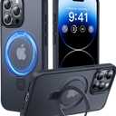 CASEKOO for iPhone 15 Pro Max Case with Magnetic Invisible Stand [Military Drop Protection] [Compatible with MagSafe] Shockproof Slim Translucent Matte Phone Case, 6.7 Inch, Black