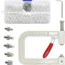 Pearl Handmade Setting Machine, Beads Rivet Fixing Machine with 5 Sizes of Round Pearl Beads Rivet Studs for Hats/Shoes/Clothes/Bags/Skirts