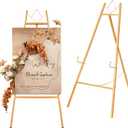JEAWIWI Gold Easel Stand for Sign, 4-Tier Heavy Duty Metal Display Easels Stand with Adjustable Chain, Floor Easel for Wedding Sign, Painting, Commercial Display