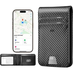 ESR Geo Wallet with Find My Functionality, RFID Blocking, Holds up to 11 Cards, Slim and Smart Wallet for Men, Replacement for AirTag Wallet Tracker(iOS Only, Not for Magsafe), Carbon Fiber