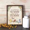 2 x 6PCS Winnie Table Sign with Stand, A Little YUMMY FOR YOUR TUMMY, Winnie Baby Shower Decorations, Classic Pooh Party Supplies, Vintage Winnie 8x10INCH