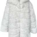 Lisa Colly Women Plus Size Faux Fur Jacket Big Hooded (White,Small)