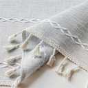 Deeprove Silver Grey Boho Curtains 96 inches Length for Bedroom Living Room, Light Gray Bohemian 96 inches Long Embroideried Cottage Farmhouse Vintage Tassel Window Treatments, W52 x L96, 1 Panel