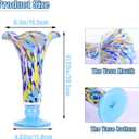 11.2'' H Hand Blown Glass Vase for Flowers, Blue Glass Home Decor for Centerpieces, Blue Wide Mouth Vase for Table, Beautiful Colorful Decor for Bathroom, Unique Gift for Her Friends