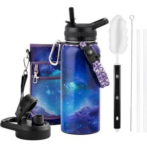 32oz Insulated Water Bottle, Triple Wall Vacuum Stainless Steel Water Bottles - Keeps Cold 48H, Reusable Metal water flask Jug for Gym, Sports, Camping, Hiking,Travel, Aurora-Purple