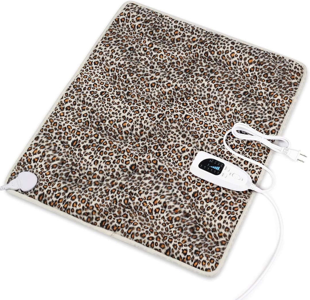 Heating Pad-Electric Heating Pads for Back,Neck,Abdomen,Moist Heated Pad for Shoulder,Knee,Hot Pad for Arms and Legs,Dry&Moist Heat & Auto Shut Off(Leopard Print, 20''24'')