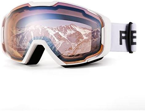 FEISEDY Ski Goggles, OTG Snow Sport Goggles for Adult Youth, Anti-Fog UV400 Protection Bendable Dual-Lenses B2961