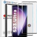 AACL for Samsung Galaxy S23 Ultra Screen Protector Tempered Glass, 3D Curved Glass for S23 Ultra 5G,6.8 Inch [Fingerprint Unlock][Anti-Scratch][Case Friendly][2 Pack]